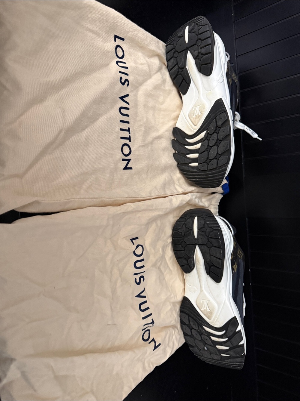 Louis Vuitton Black White Brown Run Away Dad-Style Sneakers - Picture 4 of 7